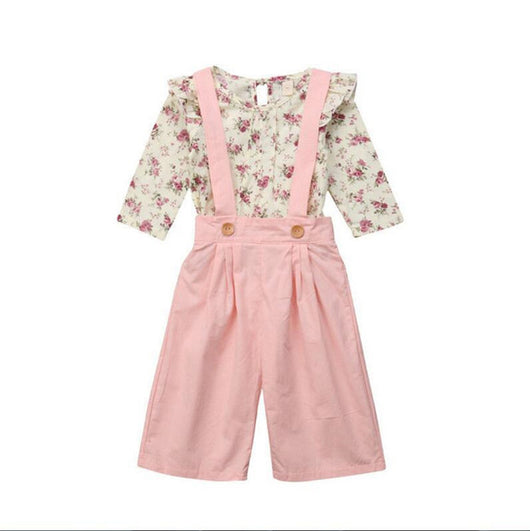 Conjunto de Dos Blusas Infantiles de Manga Larga con Estampado Floral - Image 3