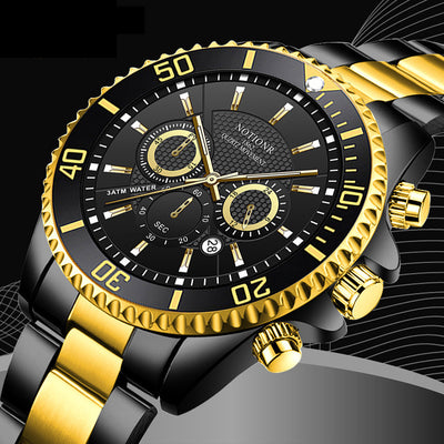 Reloj de Lujo Dorado para Hombre - Acero Inoxidable Resistente al Agua con Esfera Luminosa