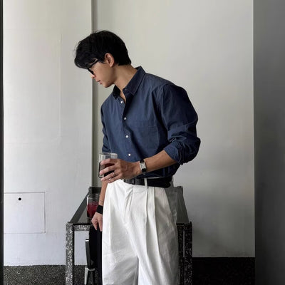 Camisa Suelta de Manga Larga para Hombre - Primavera y Otoño - Image 3