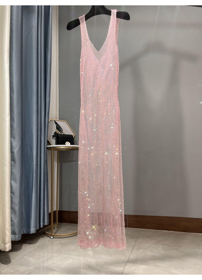 Falda Larga Brillante de Malla con Strass para Niña - Image 3