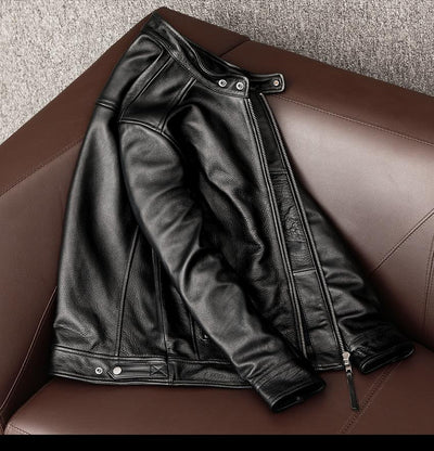 Chaqueta de Cuero para Hombre con Cuello Alzado - Estilo Juvenil - Image 12
