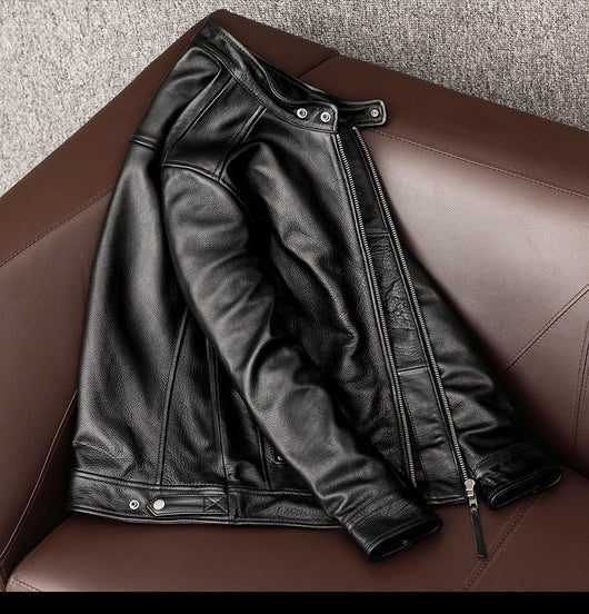 Chaqueta de Cuero para Hombre con Cuello Alzado - Estilo Juvenil - Image 12