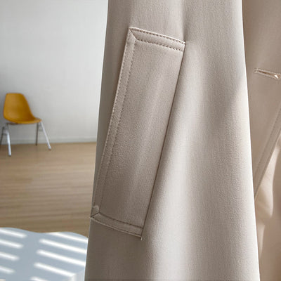 Chaqueta Cortaviento Larga Estilo Británico Suelta Hasta la Rodilla para Mujer - Image 16