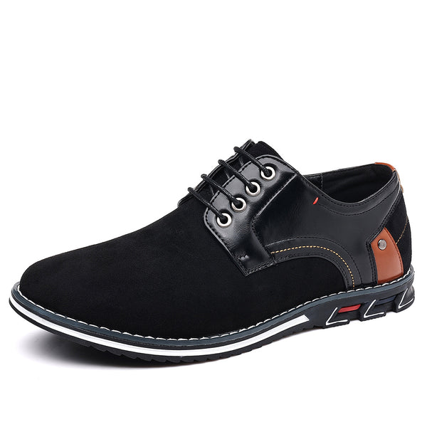 Zapatos Casuales de Cuero para Hombre con Punta Redonda y Cordones