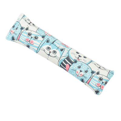Dark blue catnip pillow toy with white cat, fish, and paw print patterns, measuring 25cm long. - Image 5