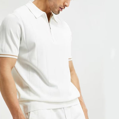 polo shirt, polo shirt, white, brown, casual - Image 6