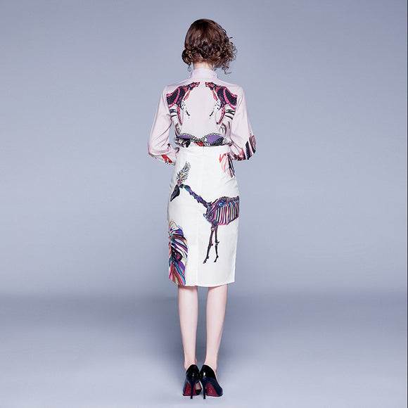 Conjunto de Falda y Blusa Estampada para Mujer - Diseño Elegante