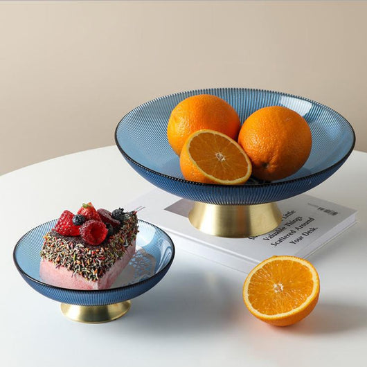 Plato de Frutas de Vidrio Dorado para Mesa de Té - Image 4
