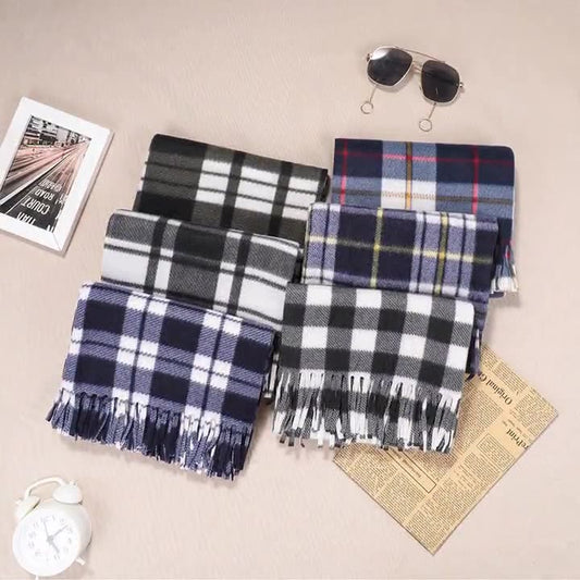 Bufanda Reversible de Cuadros Clásica para Otoño e Invierno - Unisex con Terciopelo Suave