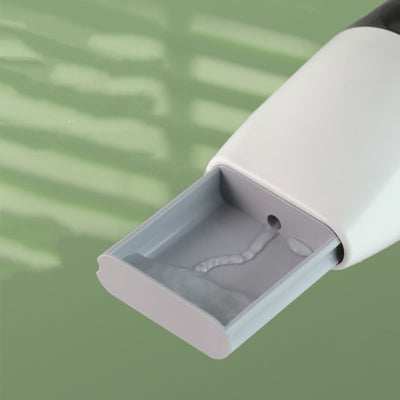 White and translucent gray portable pet water bottle with integrated food container and carrying strap. - Image 13
