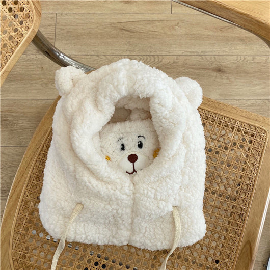 Gorro Oso Cálido con Bufanda Integrada, Máscara y Cordón Ajustable - Image 10