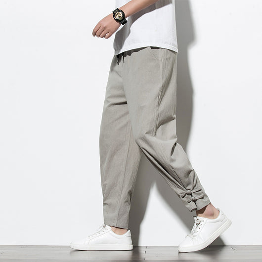 Pantalones Deportivos Hombre Algodón Lino Estilo Asiático - Image 11