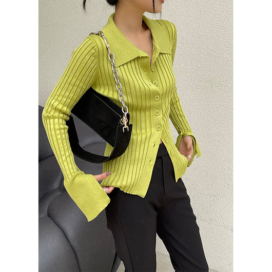 Suéter Tejido Denso con Cuello Solapa y Puños de Trompeta - Abrigo Base Invierno Mujer - Image 10