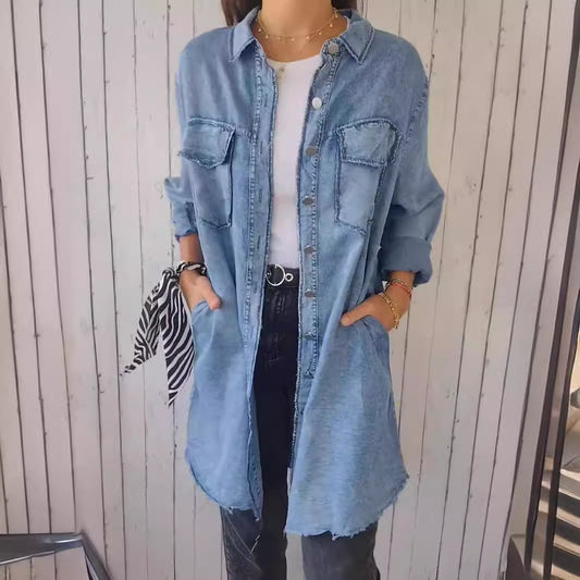 Camisa Chaqueta Casual de Tela Tipo Denim - Image 2