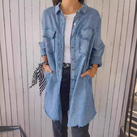 Camisa Chaqueta Casual de Tela Tipo Denim - Image 2