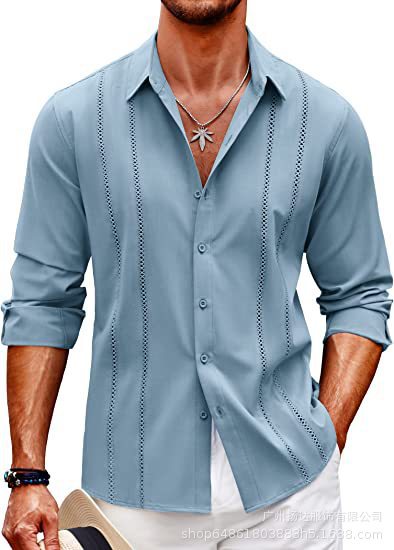 Camisa Manga Larga con Estampado Digital Talla Grande para Hombre - Image 8