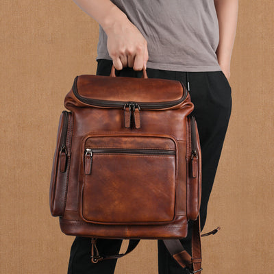 Mochila de Cuero Genuino Doble Capa para Hombre - Ideal para Viajes y Aventuras - Image 8