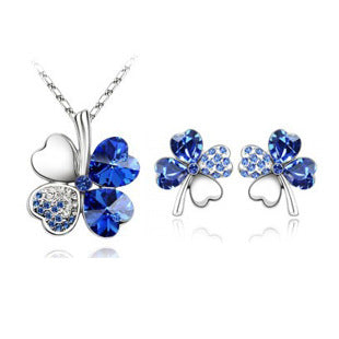 Conjunto de Collar y Aretes de Cristal Trébol de Cuatro Hojas - Image 19