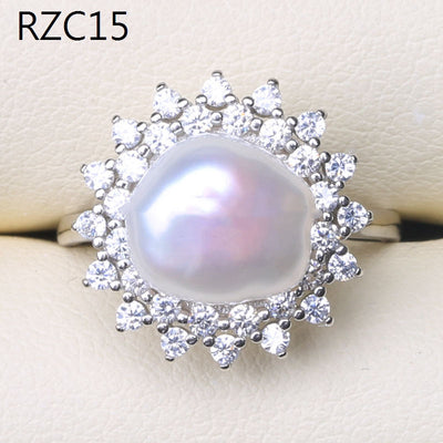 Anillo de Perla Barroca Natural Diseño Luna Platino - Image 65