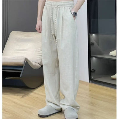 Pantalones Lisos de Lino Ice Silk Estilo Americano para Hombre - Image 5