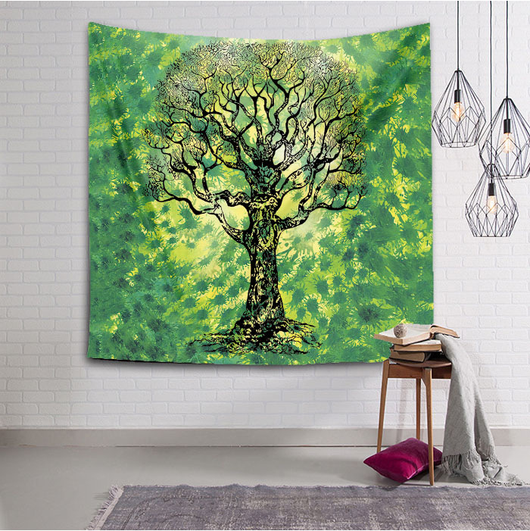 Tapiz Mandala Hindú Verde Azul con Flores - Decoración de Pared Artística - Image 5