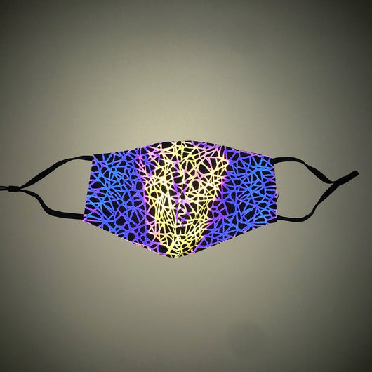 Bright white reflective face mask with ear loops, glowing against a dark grey background. - Image 9