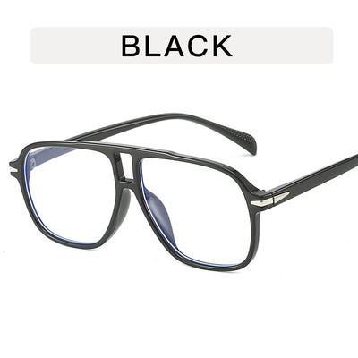 Black frame retro double beam sunglasses with bright orange lenses, featuring silver accents on the temples. - Image 11