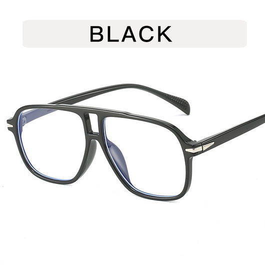 Black frame retro double beam sunglasses with bright orange lenses, featuring silver accents on the temples. - Image 11