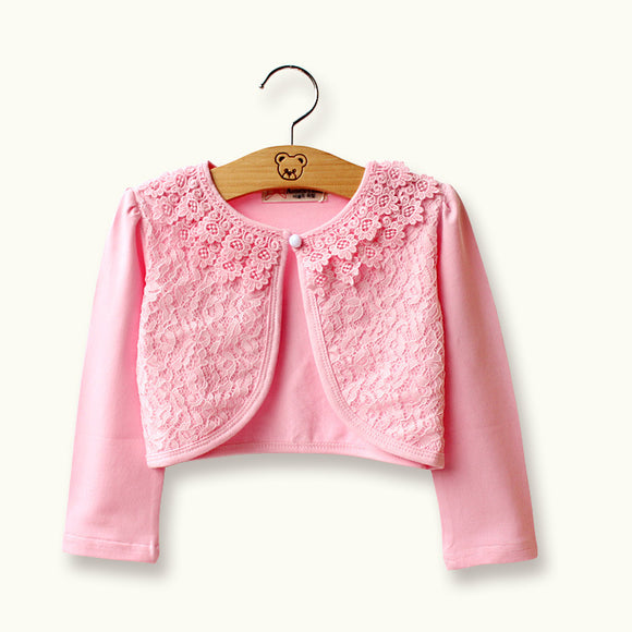 Blusa de Niña en Algodón con Detalles de Encaje