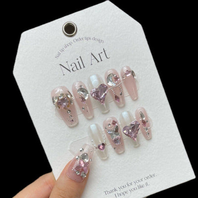 Esmalte de Uñas Diamantado Lujo Rosa - Diseño Completo con Brillantes - Image 3