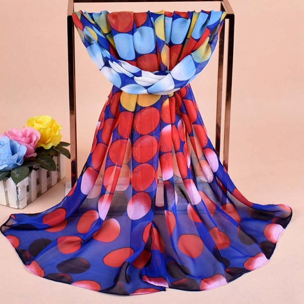 Pañuelo Largo de Seda Chifón con Degradado de Colores Estilo Europeo