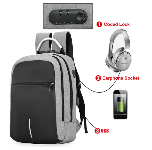 Mochila Antirrobo con Carga USB para Hombres - Image 10