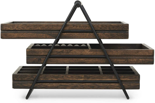 Organizador de Joyas de Madera con 3 Niveles - Perchero para Aretes, Collares y Relojes - Image 9
