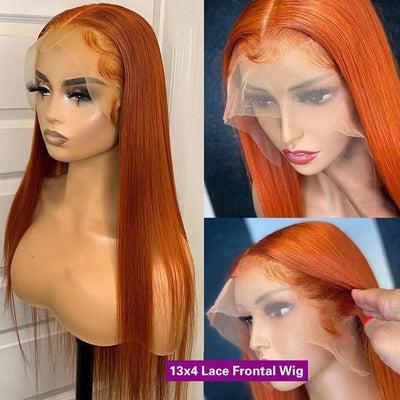 Peluca Frontal de Encaje Naranja Cabello Liso - Image 9