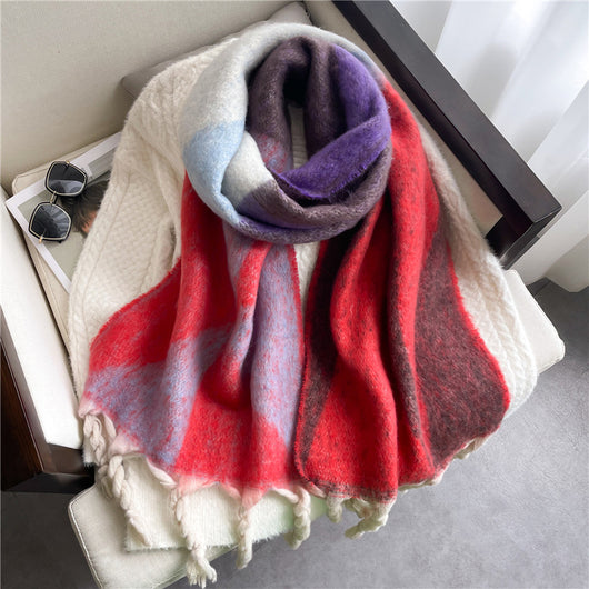 Bufanda Geométrica Acolchada de Invierno con Combinación de Colores - Image 28