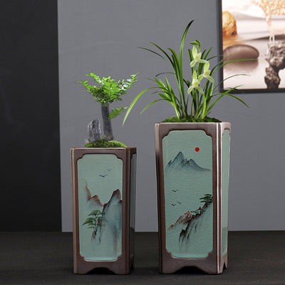 Maceta Cerámica Cuadrada Púrpura para Orquídeas y Plantas de Interior - Image 2
