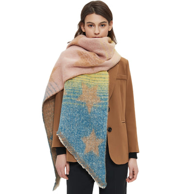Chal Cálido Mujer Tejido Jacquard Combinado Otoño Invierno XINGX - Image 3