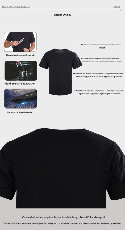 Camiseta Negra Refrigerante Resistente al Corte y Fácil de Limpiar - Image 7