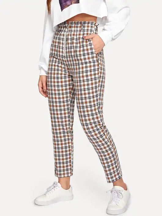 Pantalones a cuadros con cierre funcional - Image 12