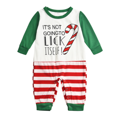 White, red, and green baby romper with "IT'S NOT GOING TO LICK ITSELF!" text and a candy cane graphic. - Image 5