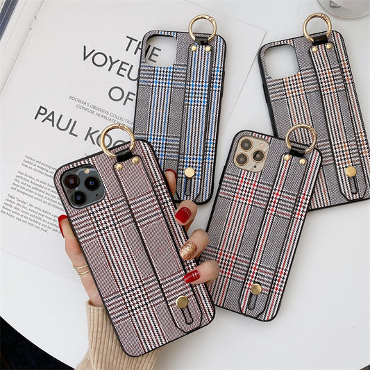 Funda para Teléfono Retro a Cuadros con Correa de Muñeca