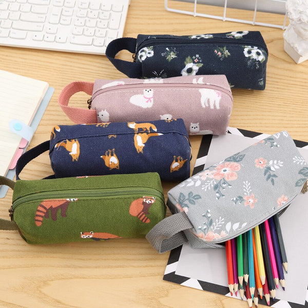 Estuche Portátil de Lona para Lápices y Accesorios