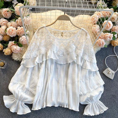 Blusa Chifón con Volantes de Encaje y Mangas Abullonadas - Image 14