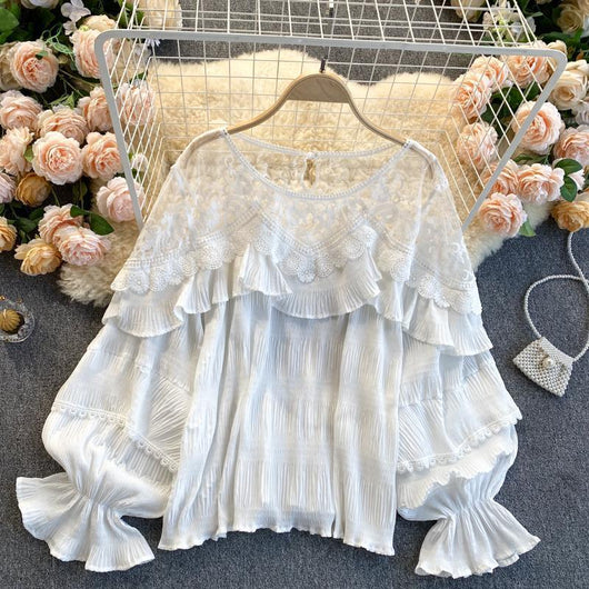 Blusa Chifón con Volantes de Encaje y Mangas Abullonadas - Image 14