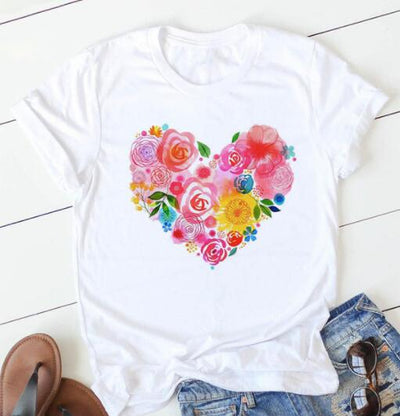Playera Estampado Flores Love Manga Corta - Image 11