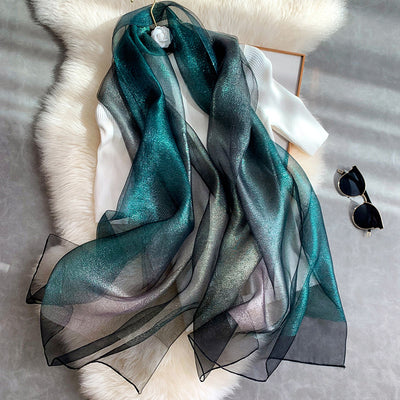 Pañuelo de Seda Degradado Versátil para Mujer - Image 8