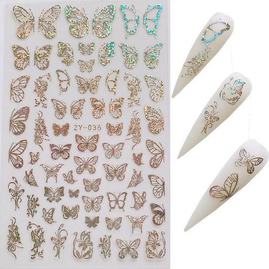 Stickers de Uñas Mariposa con Efecto Bronce Láser - Image 5