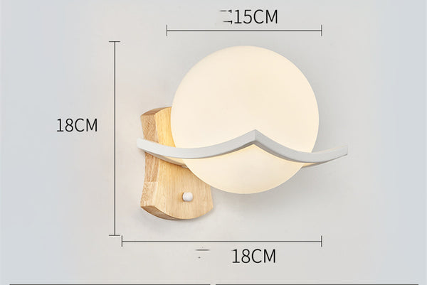 Lámpara de Mesita Estilo Europeo con LED y Base de Madera