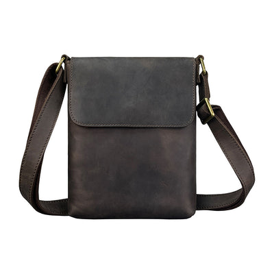 Mochila Crossbody de Cuero Crazy Horse para Hombre - Bolsa iPad Minimalista - Image 5