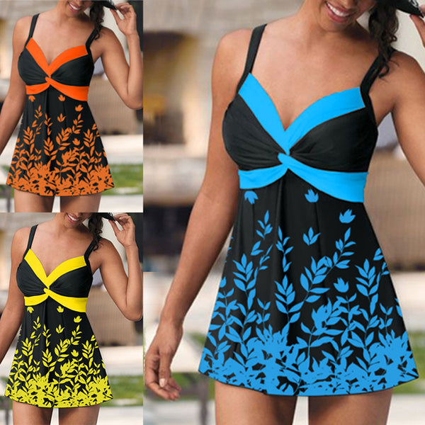 Traje de Baño Tankini Falda Floral Grande con Abertura